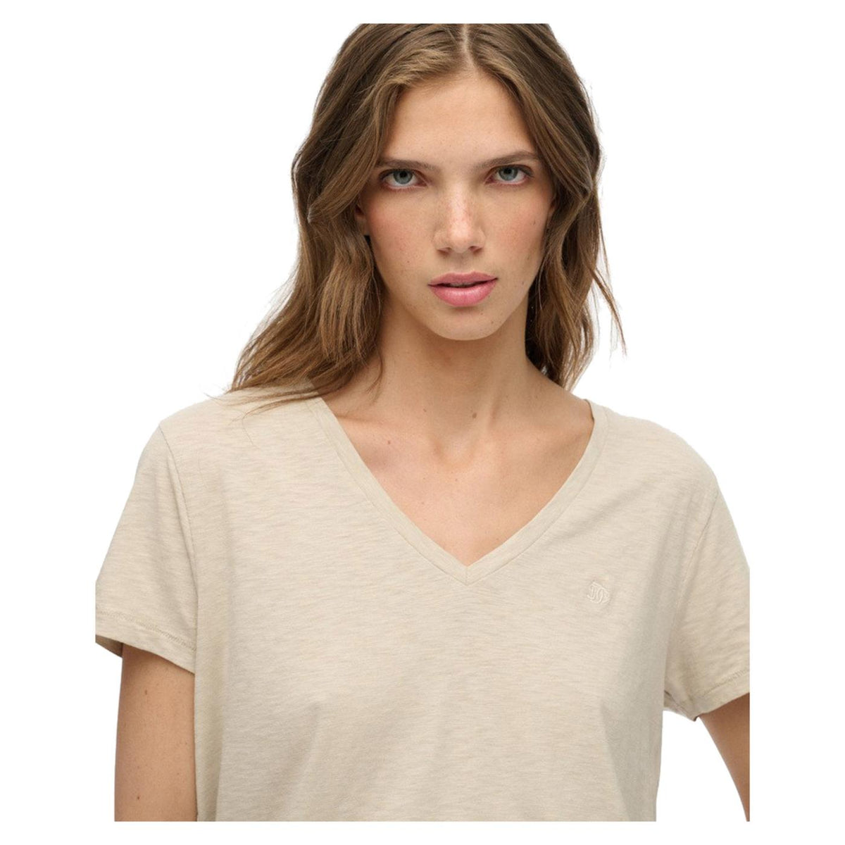 SUPERDRY STUDIOS SLUB EMB VEE TEE - Beige - vista 3