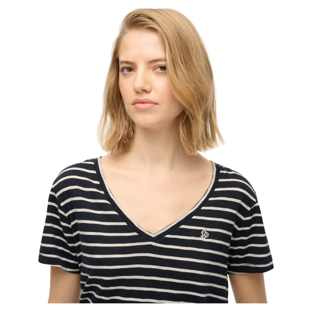 SUPERDRY STUDIOS SLUB EMB VEE TEE - Blu - vista 3