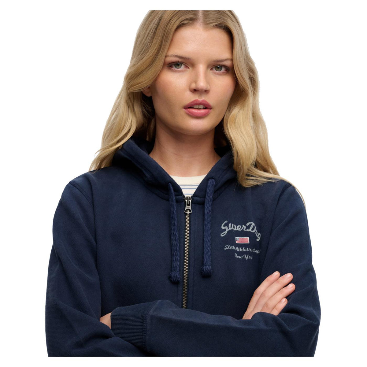 SUPERDRY RELAXED CROP ZIP HOODIE - Blu - vista 4