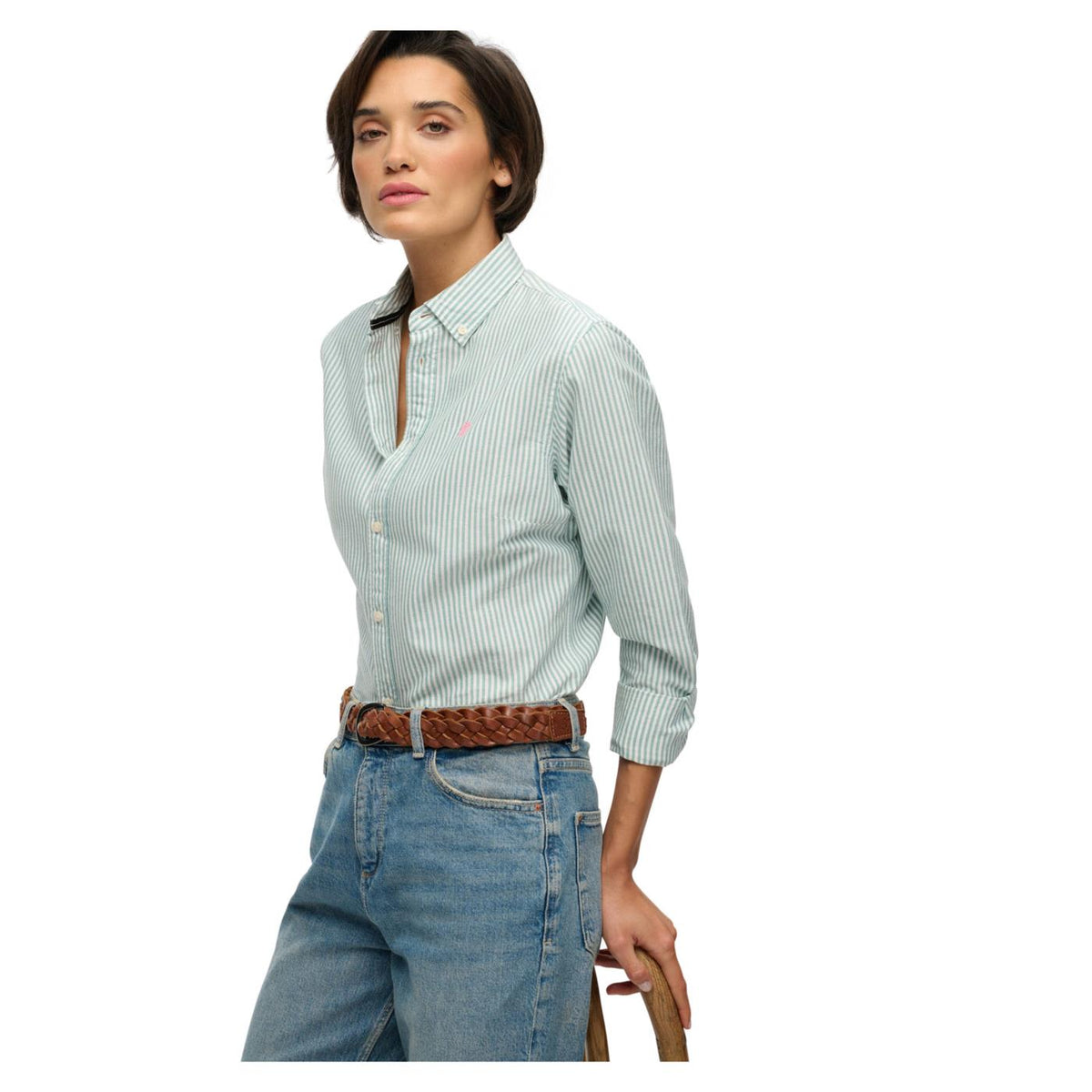 SUPERDRY SLIM OXFORD BD LS W SHIRT - Verde - vista 3