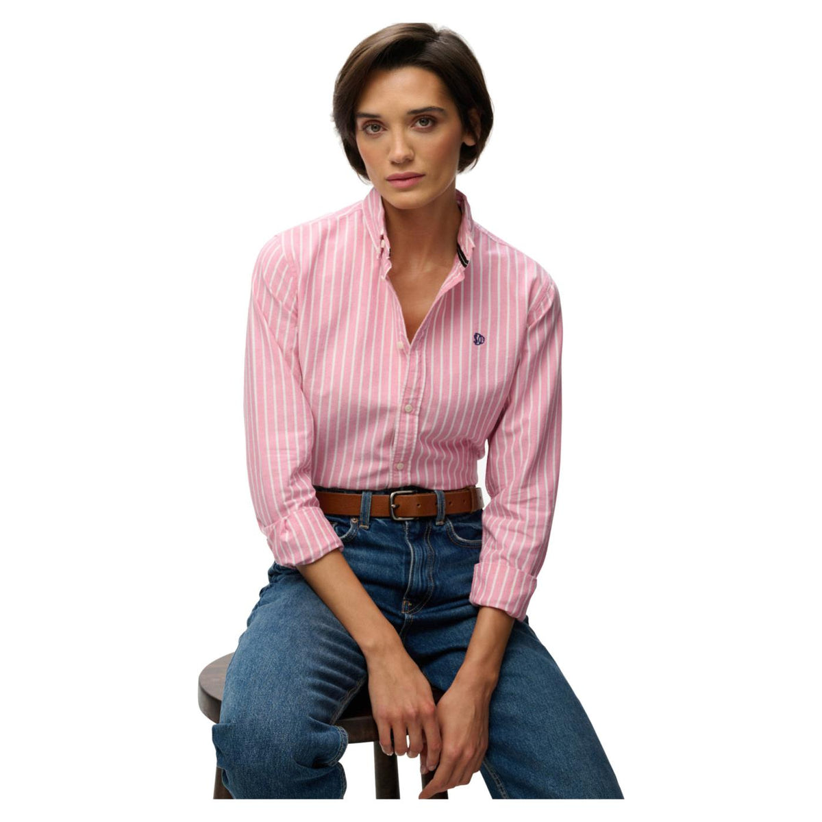 SUPERDRY SLIM OXFORD BD LS W SHIRT - Rosa - vista 4