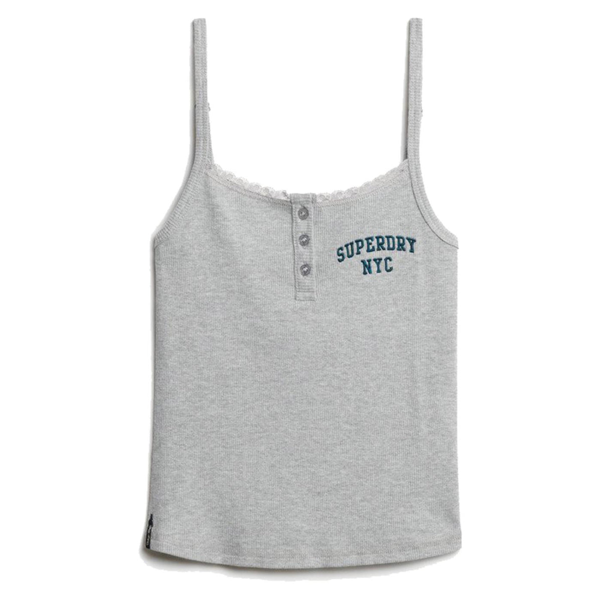 SUPERDRY ATH EMBROIDER BUTTON CAMI - Grigio chiaro - vista 4