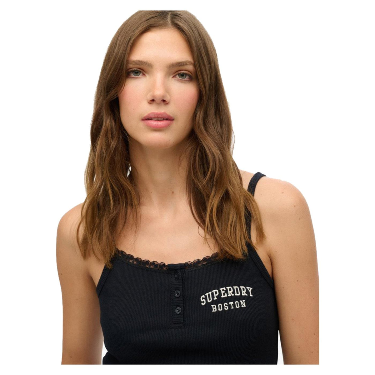 SUPERDRY ATH EMBROIDER BUTTON CAMI - Nero - vista 3