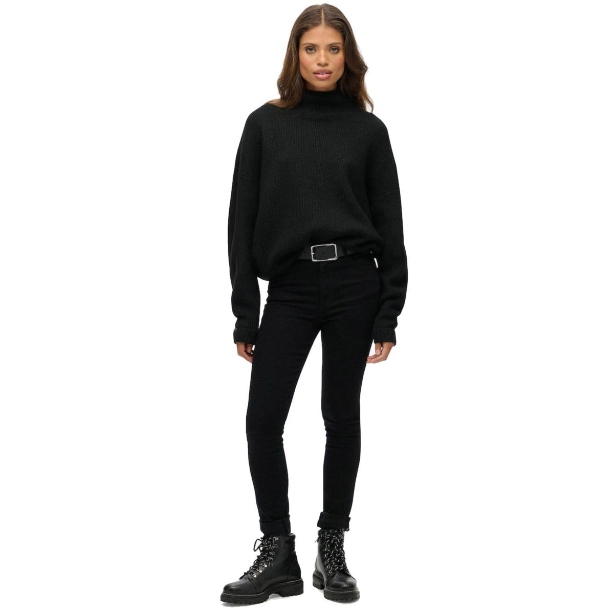 SUPERDRY SLOUCHY MOCK JUMPER WOMAN - Nero - vista 3