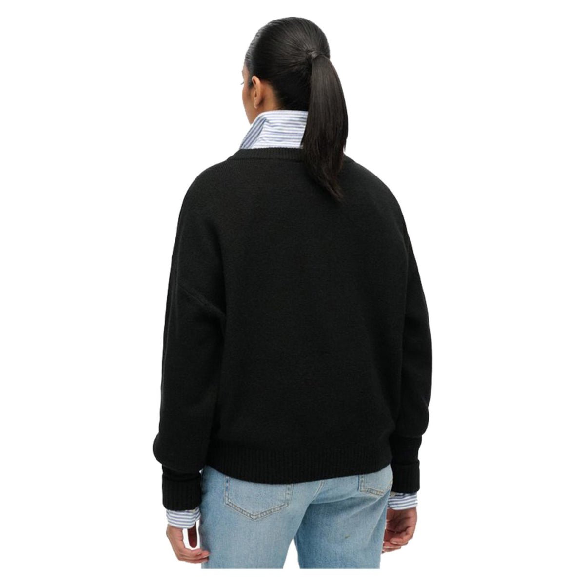 SUPERDRY SLOUCHY CREW JUMPER WOMAN - Nero - vista 3