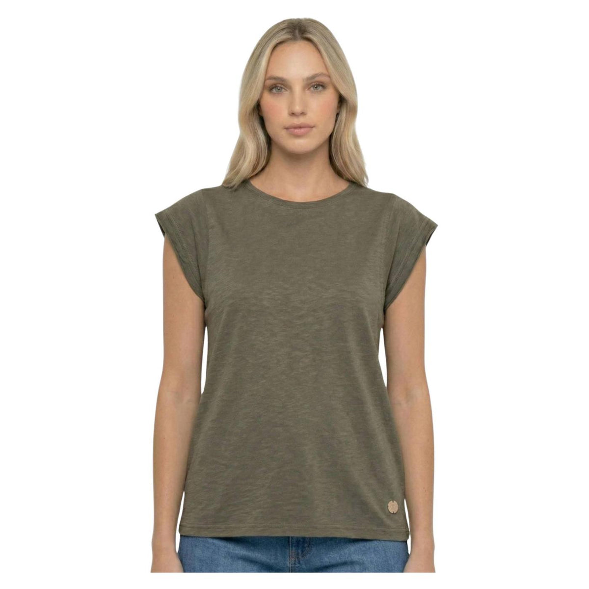 LEONE T-SHIRT W COTONE FIAMMATO - Militare - vista 2