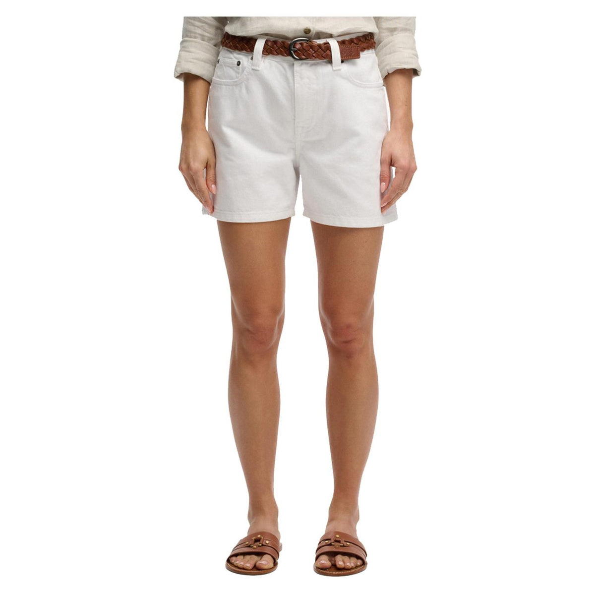 SUPERDRY MID RISE DENIM SHORT - Bianco - immagine principale