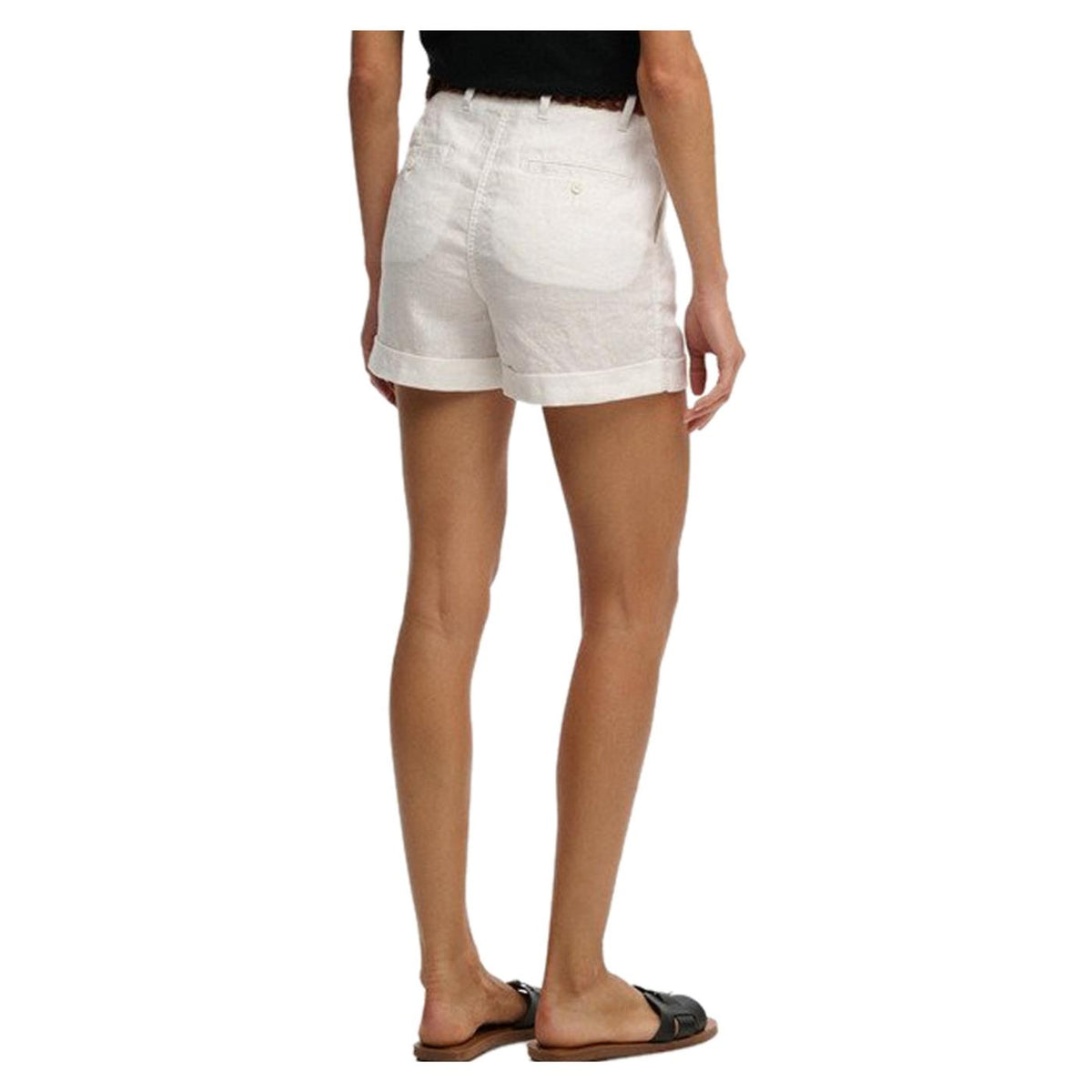 SUPERDRY MID RISE LINEN SHORT - Bianco - vista 2