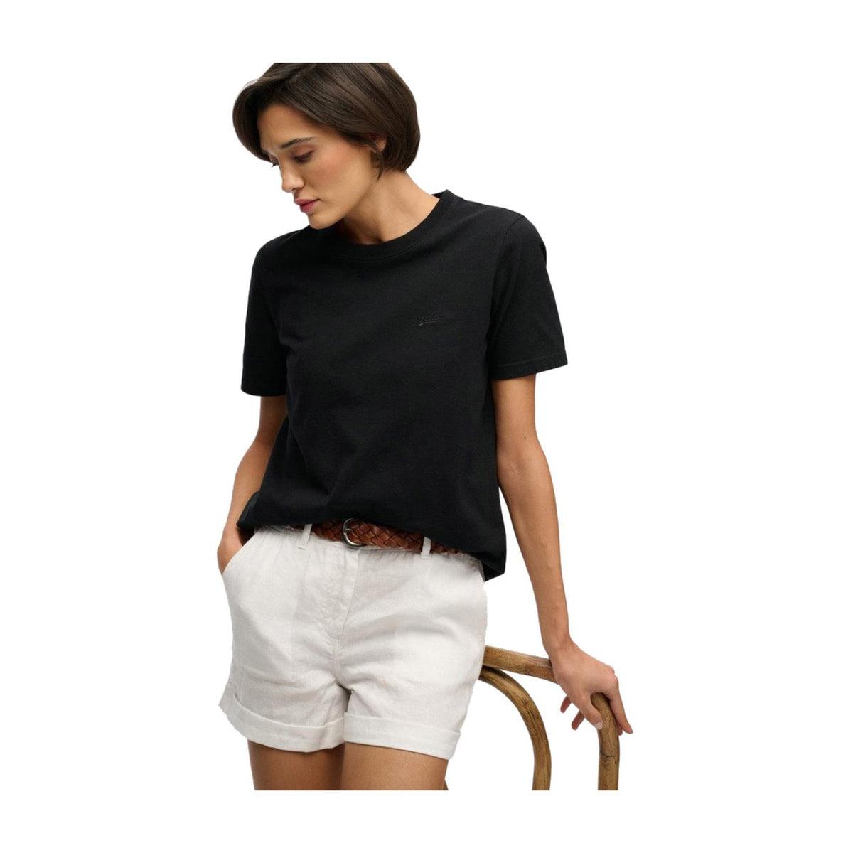 SUPERDRY MID RISE LINEN SHORT - Bianco - vista 3