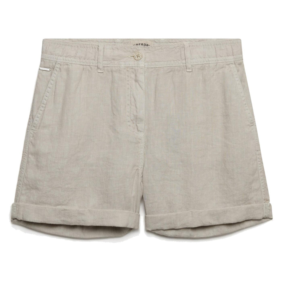 SUPERDRY MID RISE LINEN SHORT - Beige - vista 3