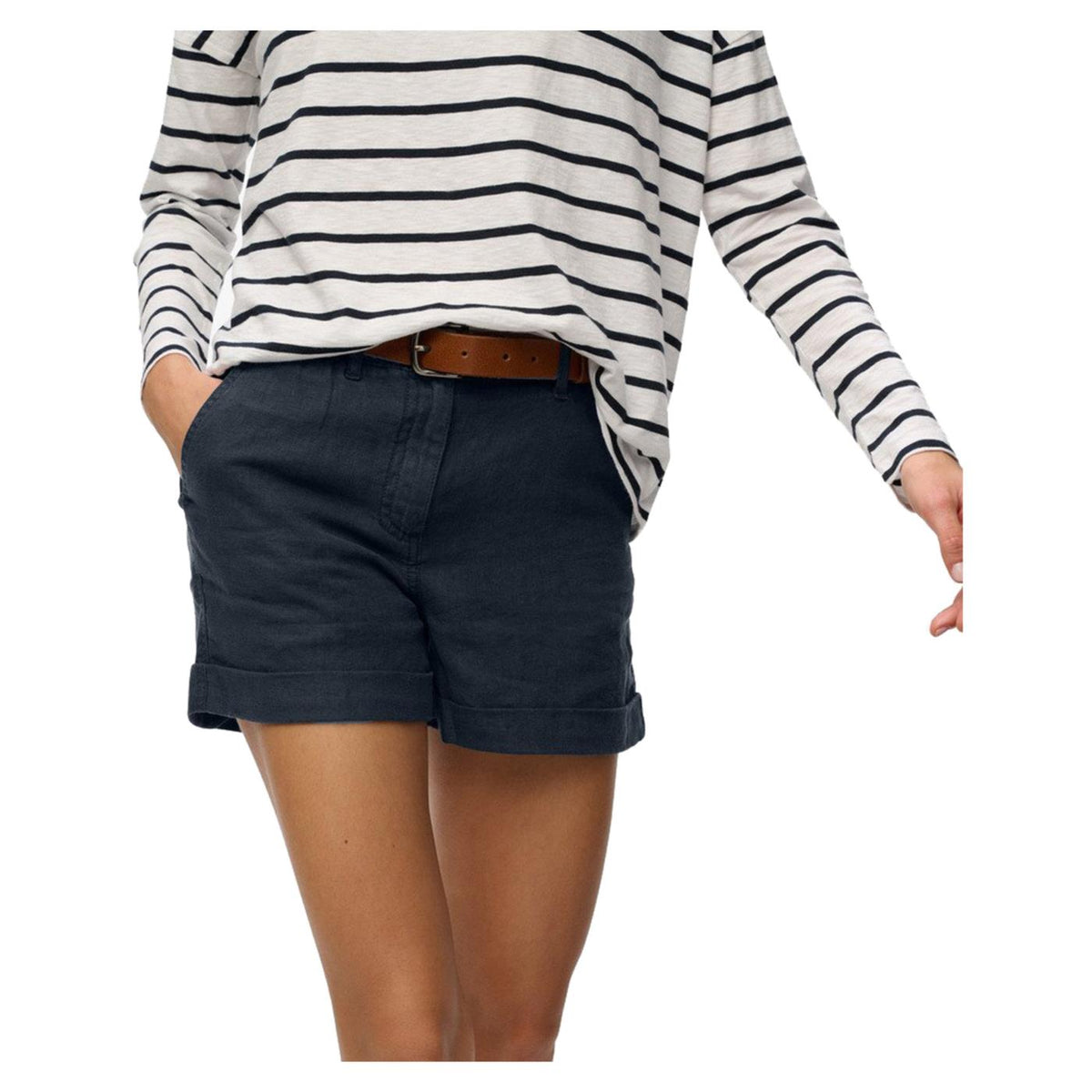SUPERDRY MID RISE LINEN SHORT - Blu - vista 3