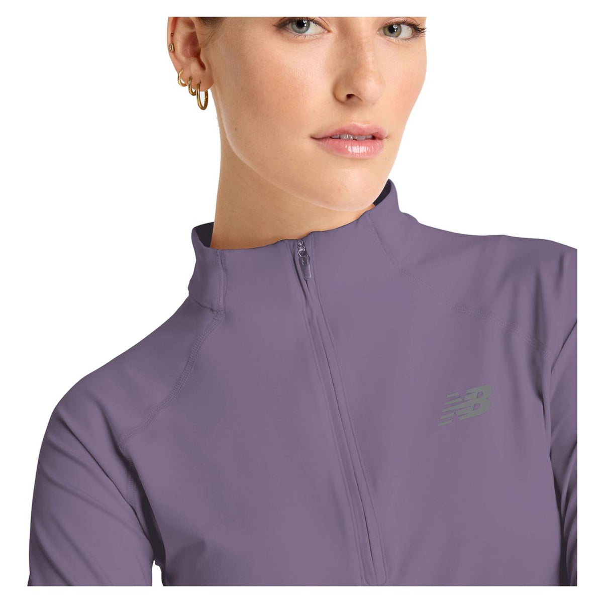 NEW BALANCE HARMONY HALF ZIP W TEE - Viola - vista 3