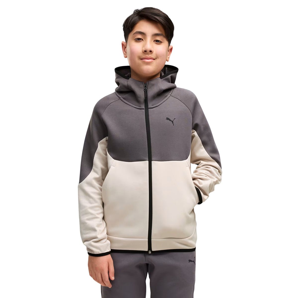 PUMA PUMATECH FZ HOODIE JR - Grigio scuro - immagine principale