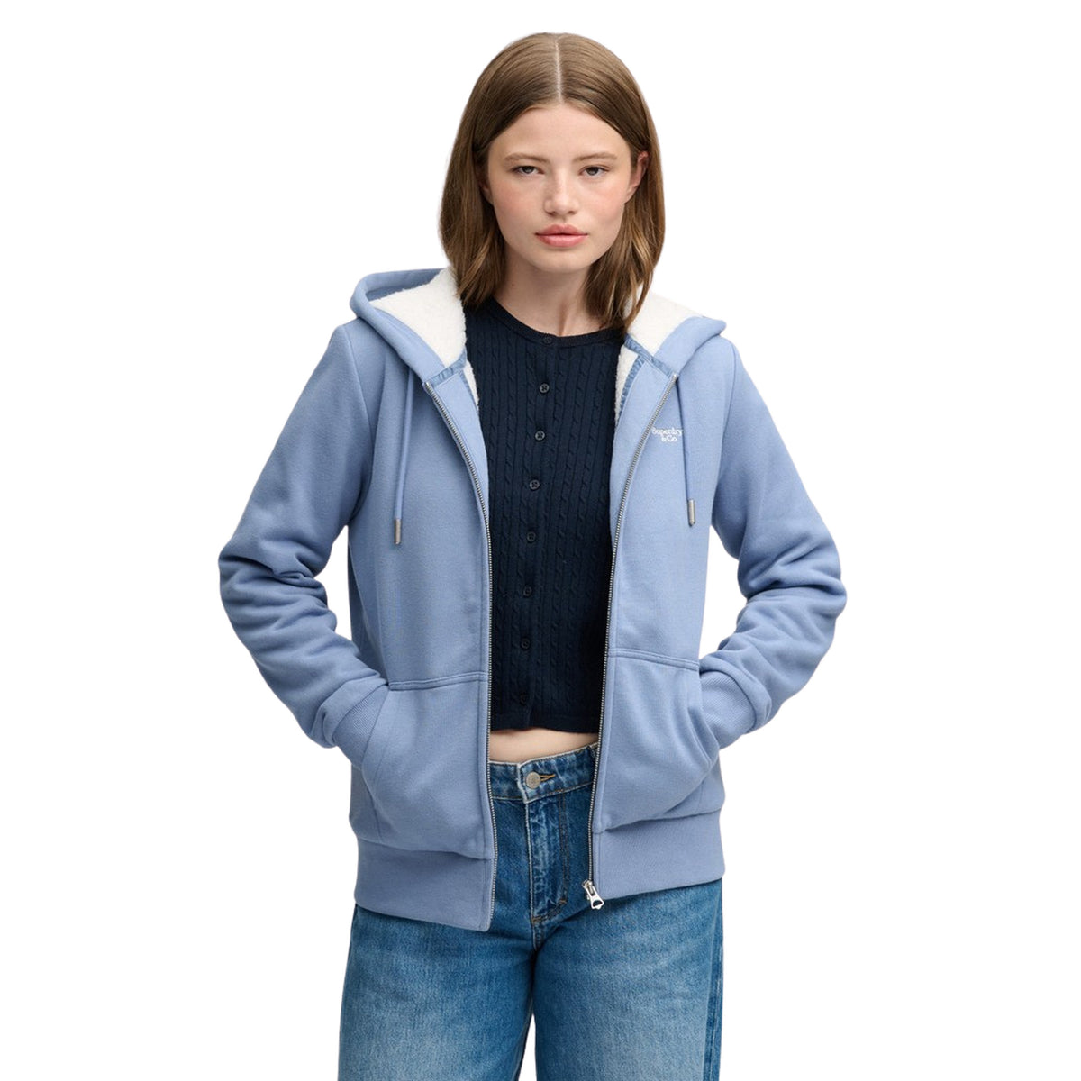 SUPERDRY SIGNATURE EMB BORG HOODY