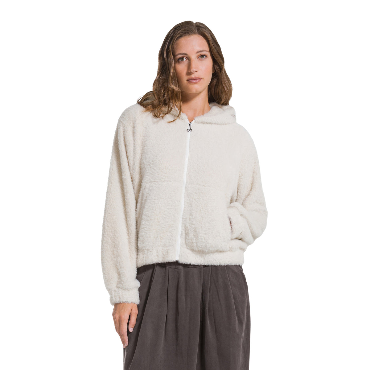 DEHA FELPA SOFFICE CON ZIP - Bianco - immagine principale