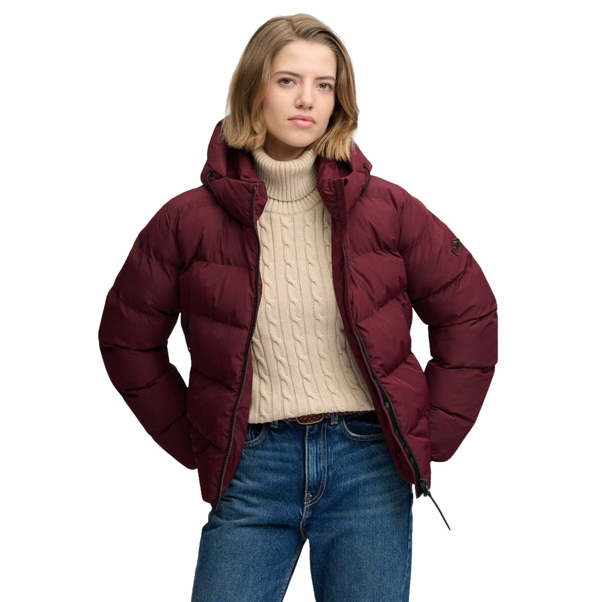 SUPERDRY HOODED SPORTS PUFFER JKT - Bordeaux - immagine principale